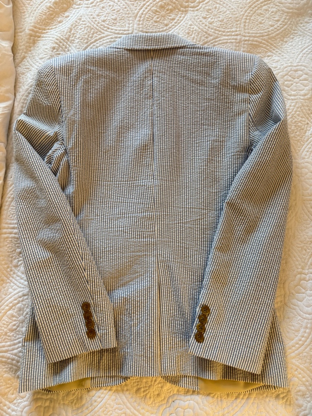 J Crew Factory Crewcuts Blue & White Striped Seersucker Blazer - Picture 5 of 6